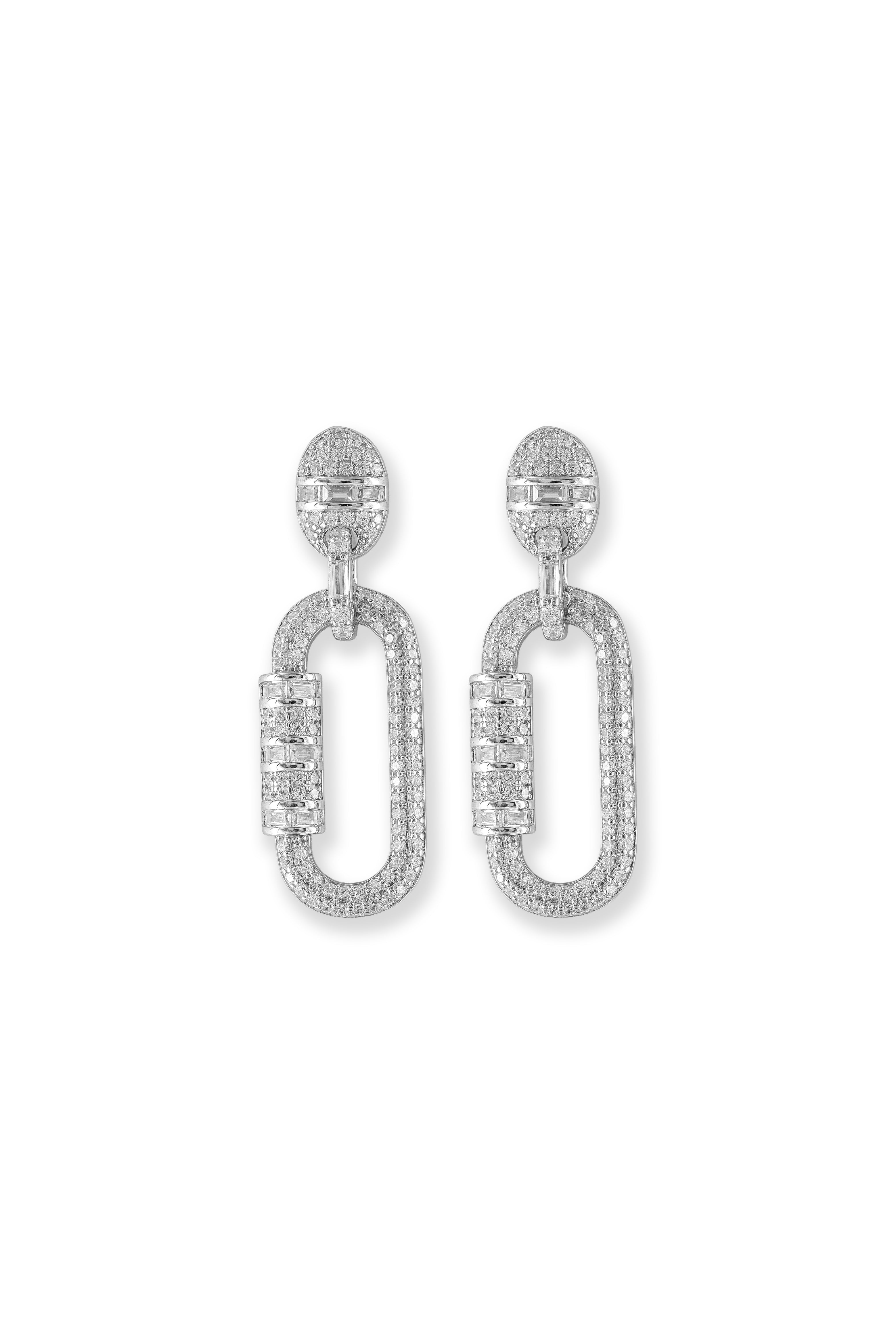 JARY 925 Sterling Silver Ruby Luxe Link Drop Earrings