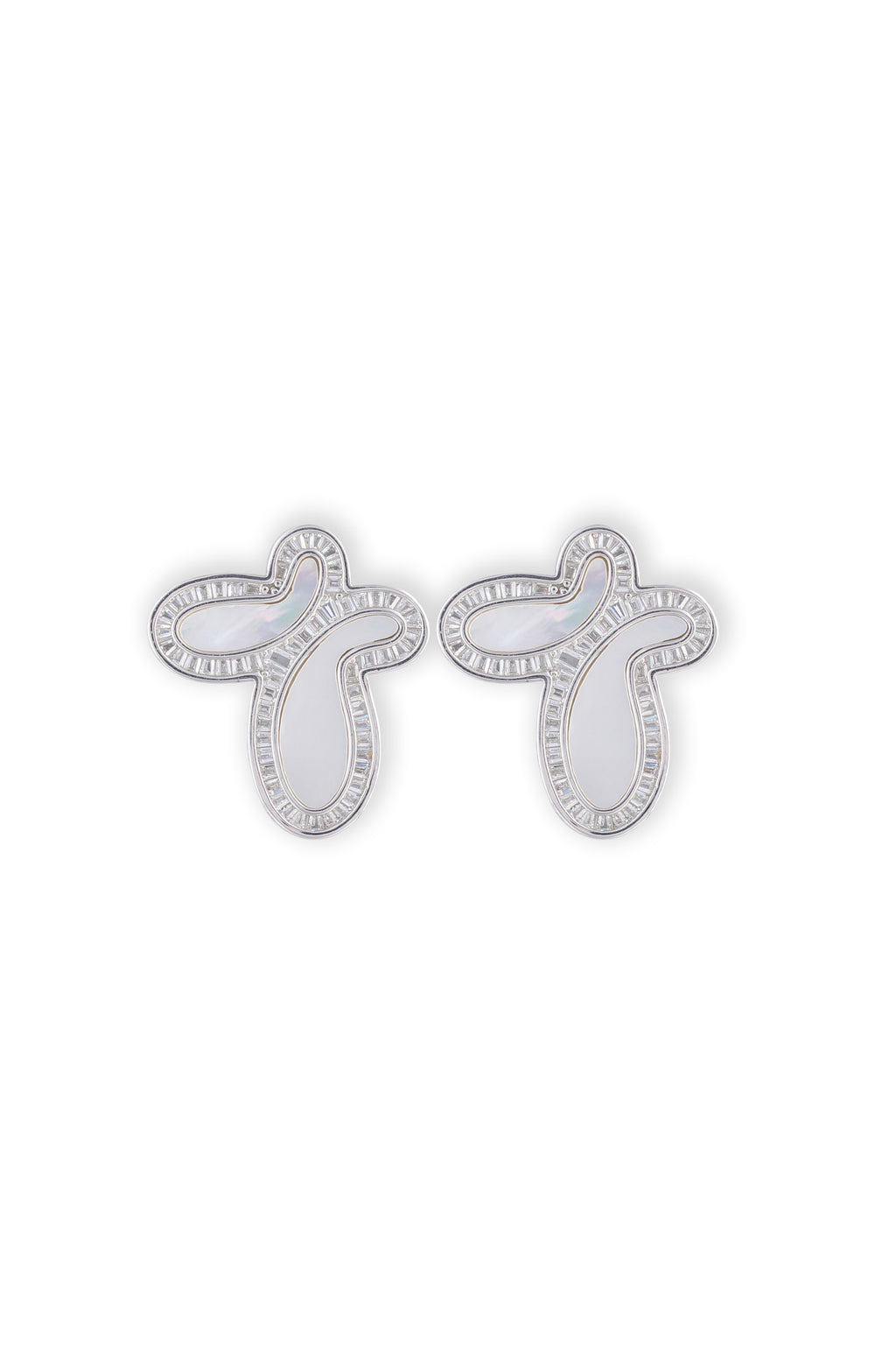 JARY 925 Sterling Silver Pearl Aura Abstract Stud Earrings