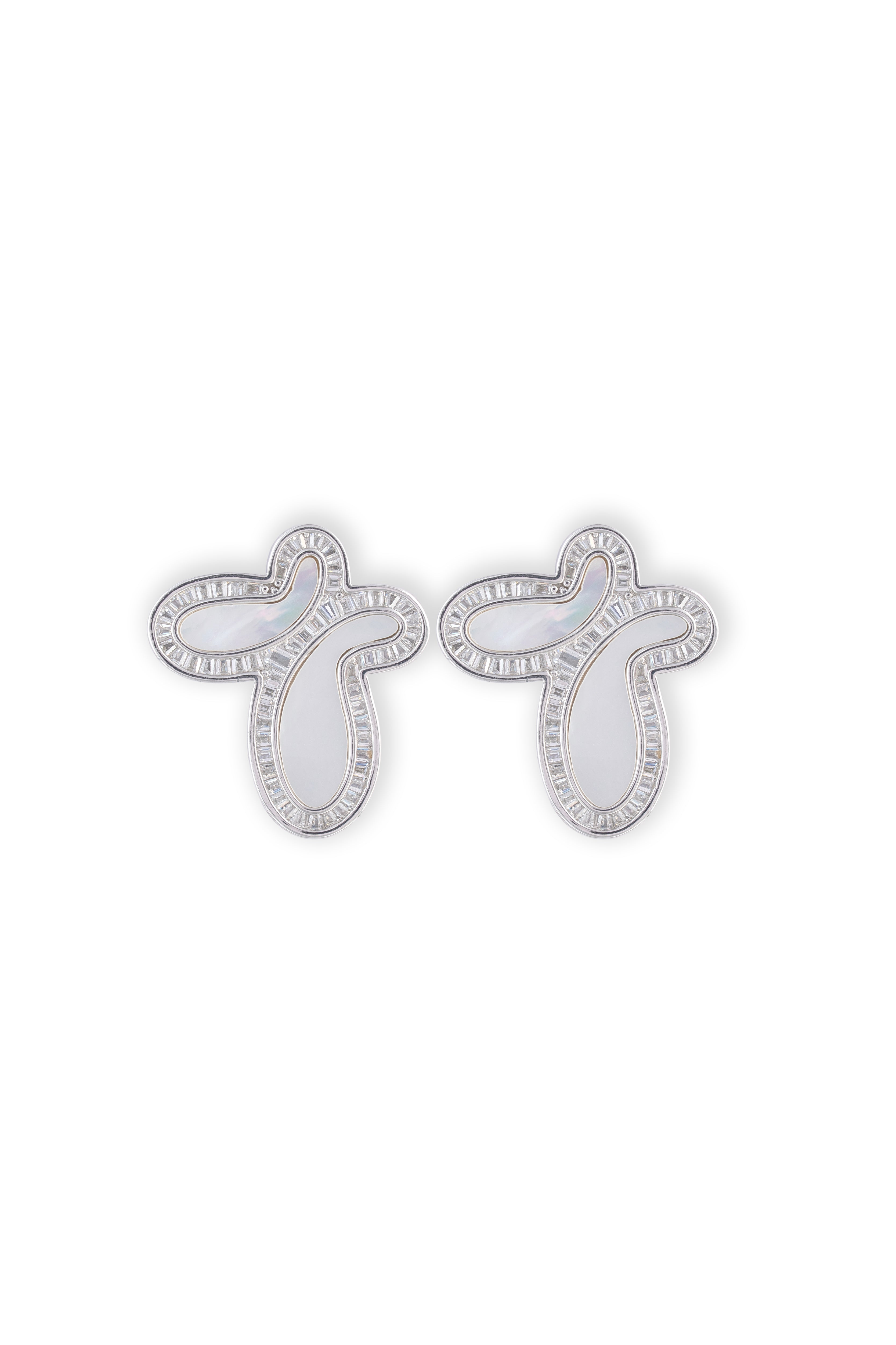 JARY 925 Sterling Silver Pearl Aura Abstract Stud Earrings