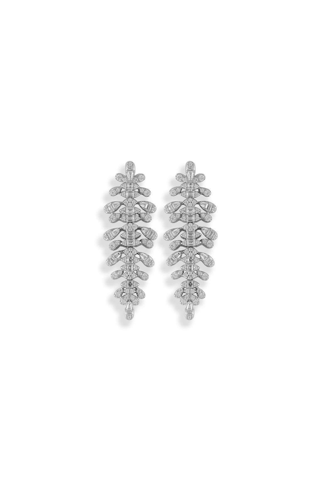 JARY 925 Sterling Silver Frosted Leaf Cascade Earrings