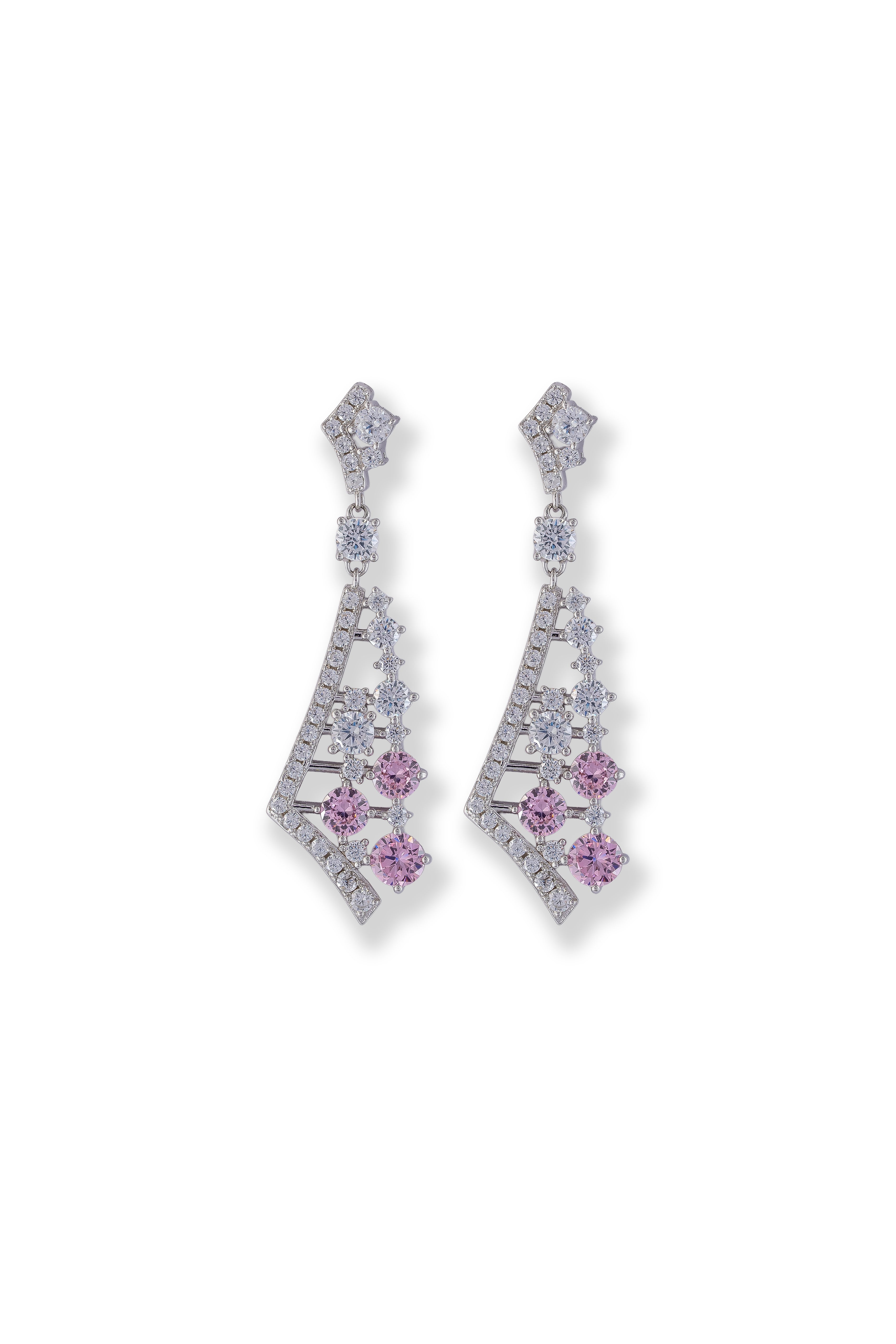 JARY 925 Sterling Silver Blush Cascade Art-Deco Earring