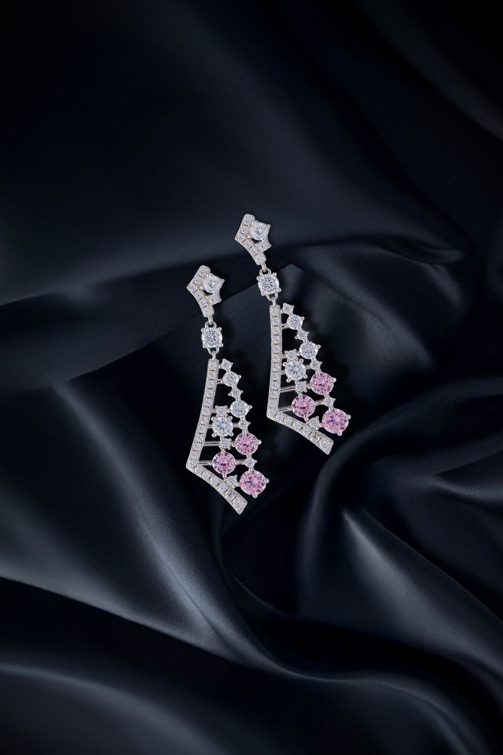 JARY 925 Sterling Silver Blush Cascade Art-Deco Earring