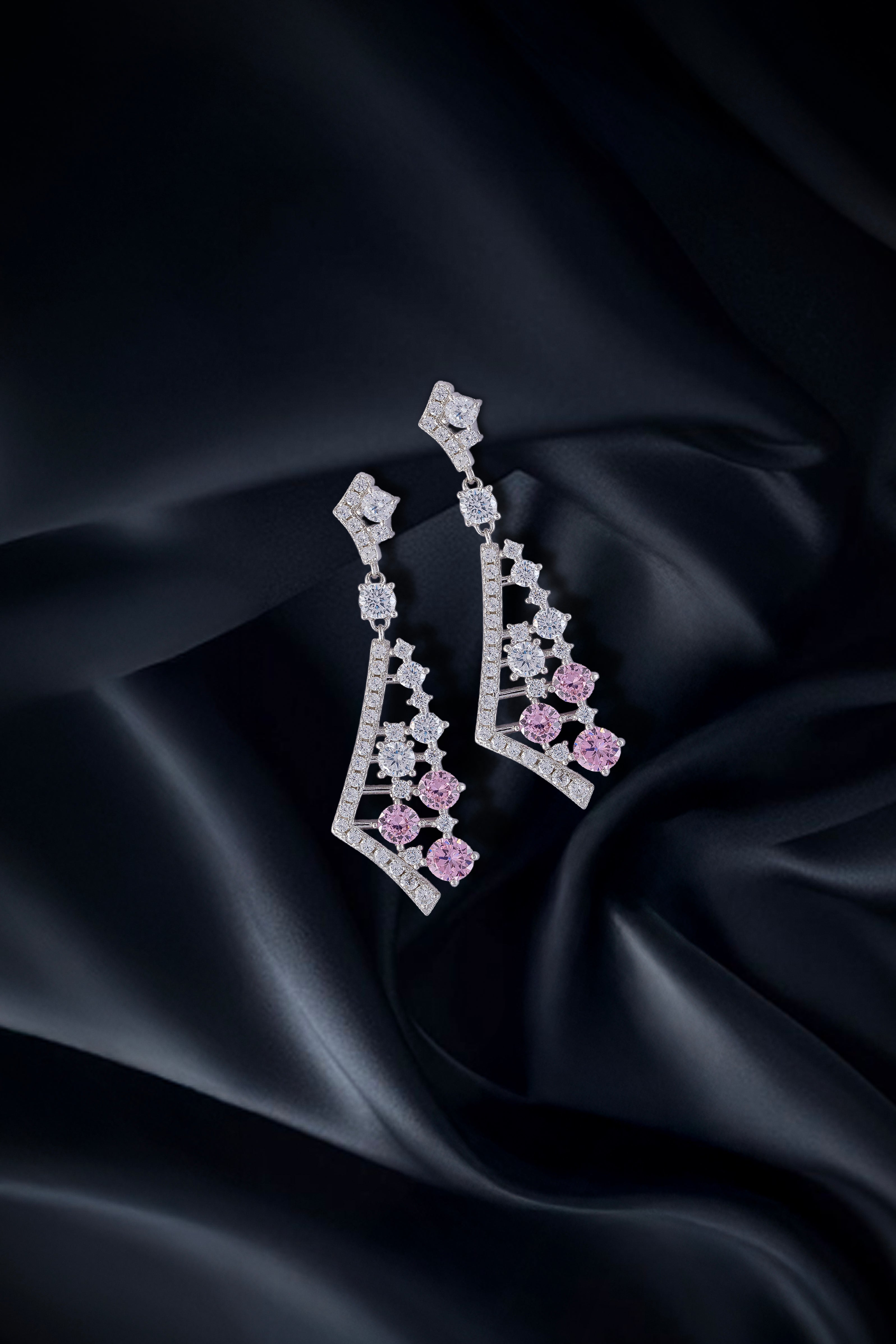 JARY 925 Sterling Silver Blush Cascade Art-Deco Earring