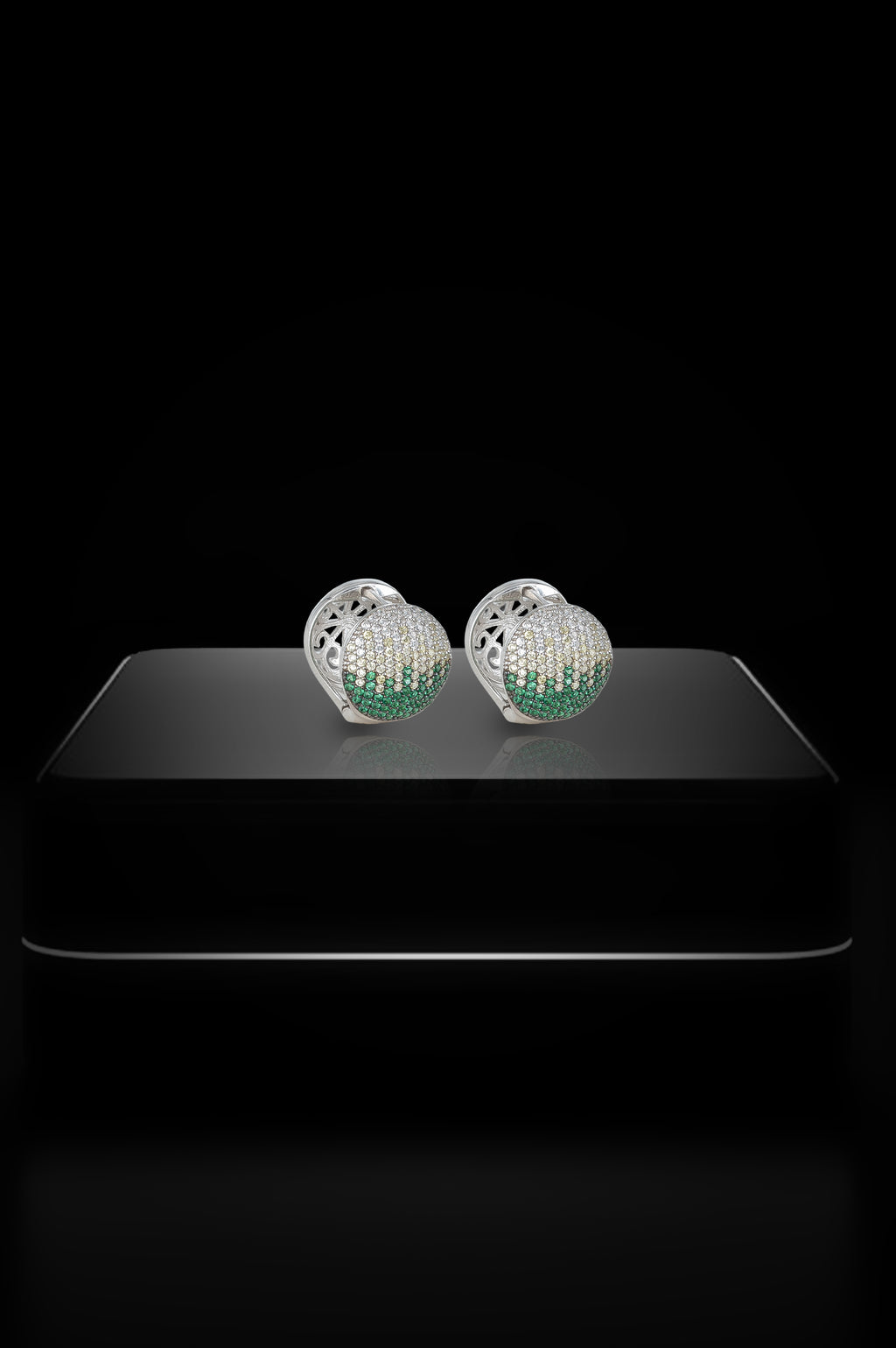 JARY 925 Sterling Silver Black Enamel Halo Drop Earrings