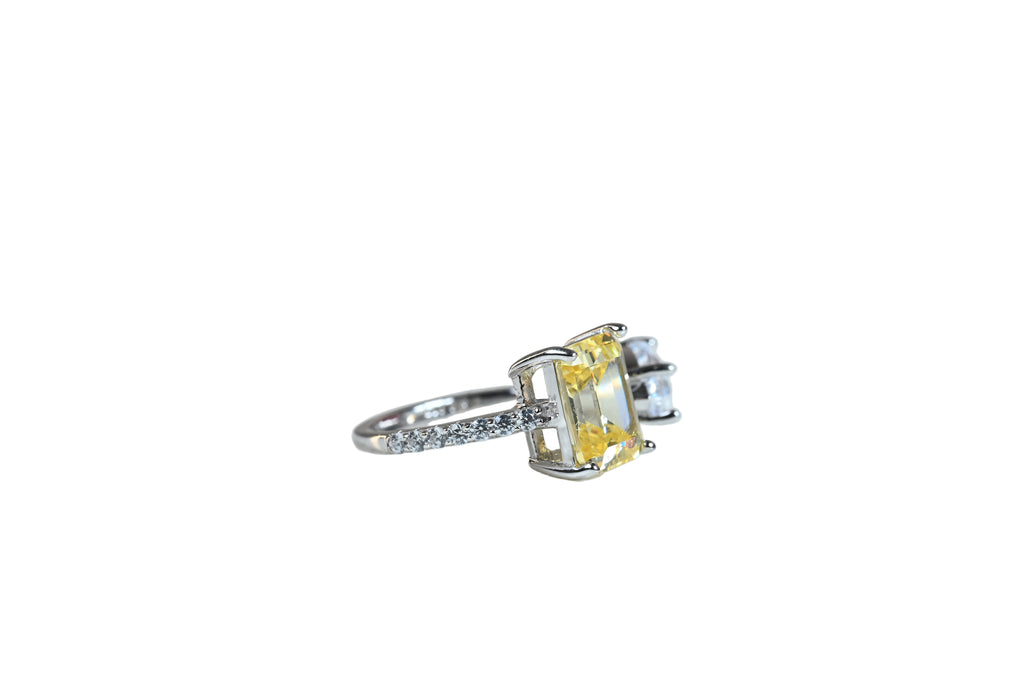 JARY 925 Sterling Silver Golden Radiance Solitaire