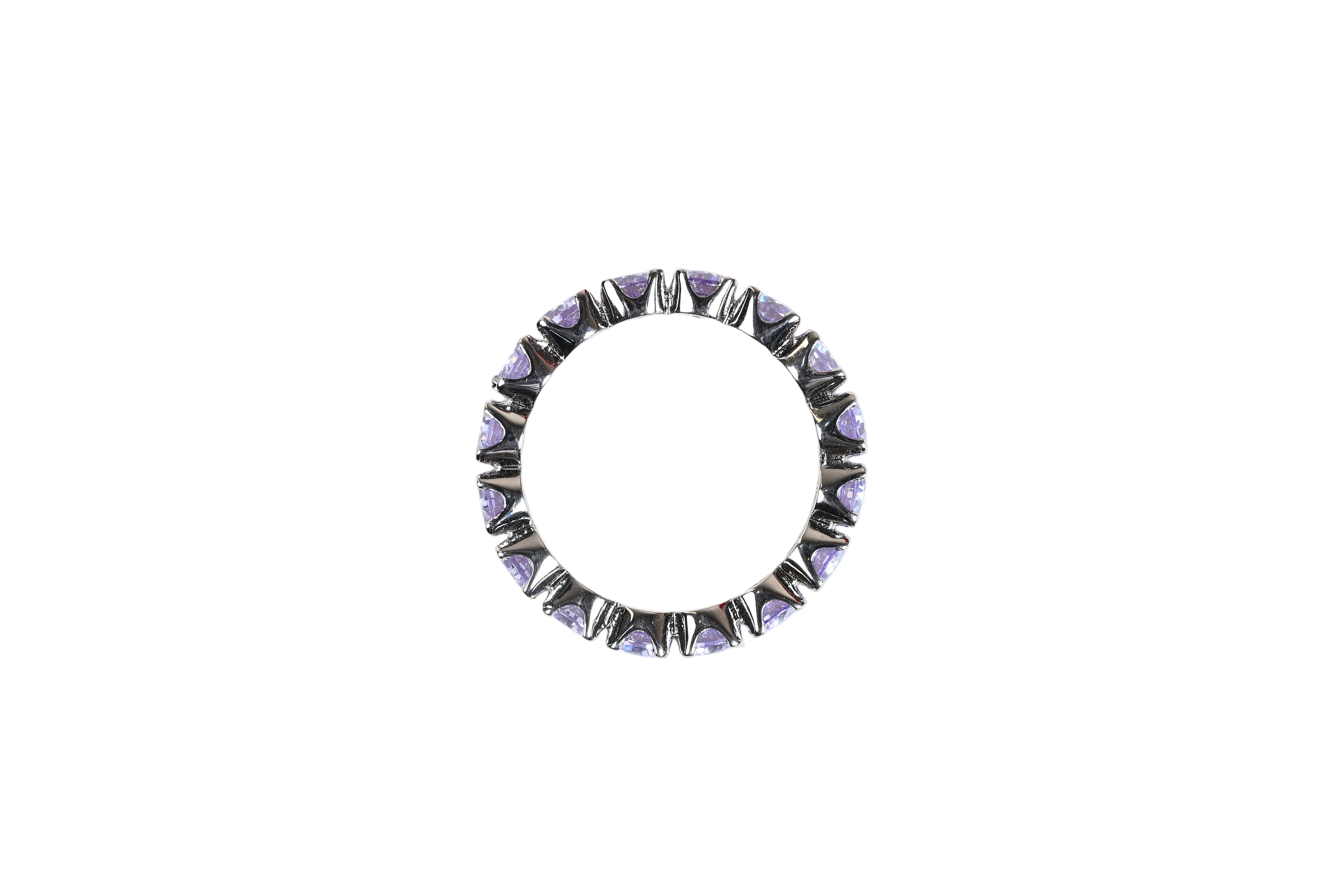 JARY 925 Sterling Silver Amethyst Eternity Band Ring