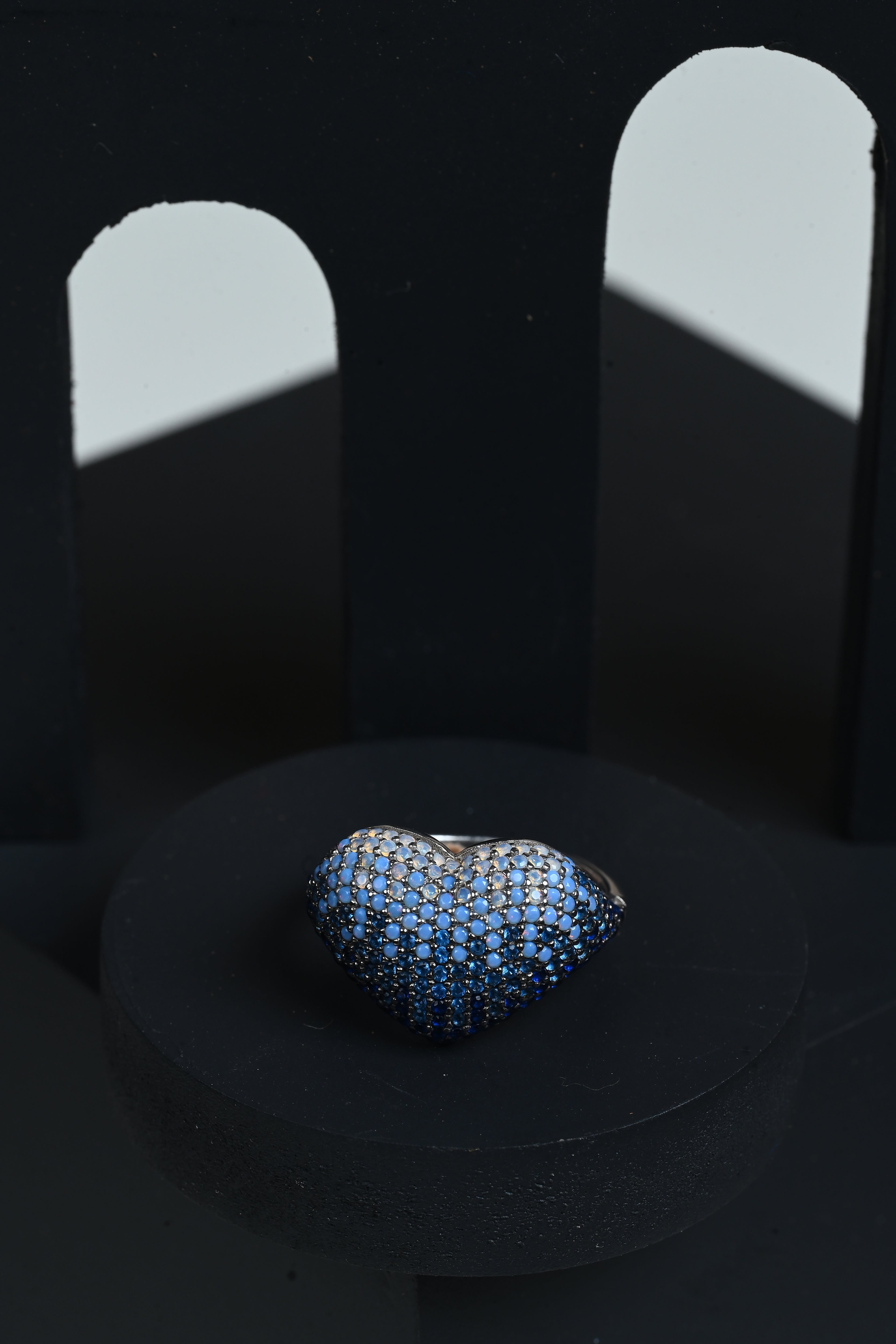 JARY 925 Sterling Silver Pavé Heart Ring