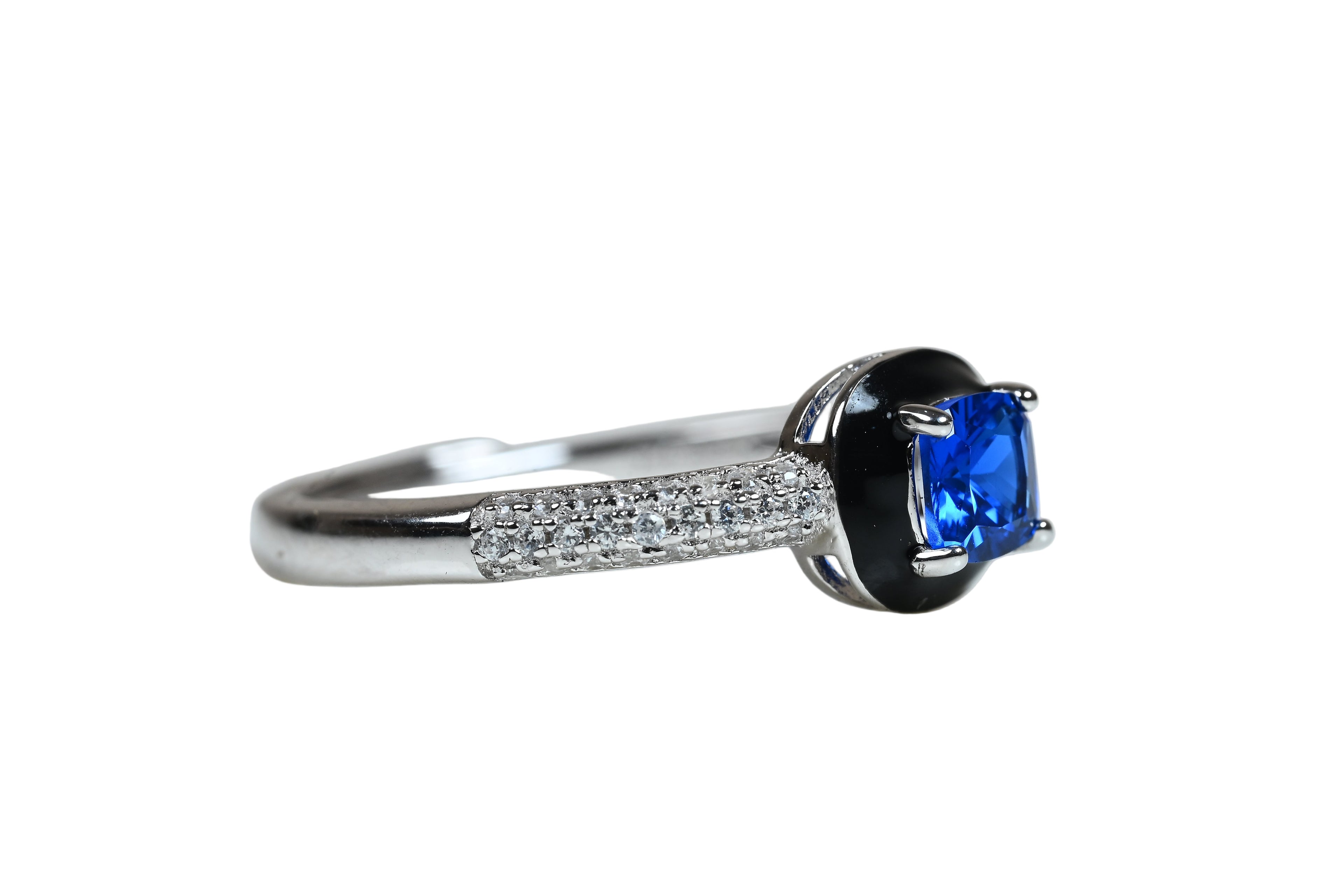 JARY 925 Sterling Silver Royal Blue Solitaire Ring