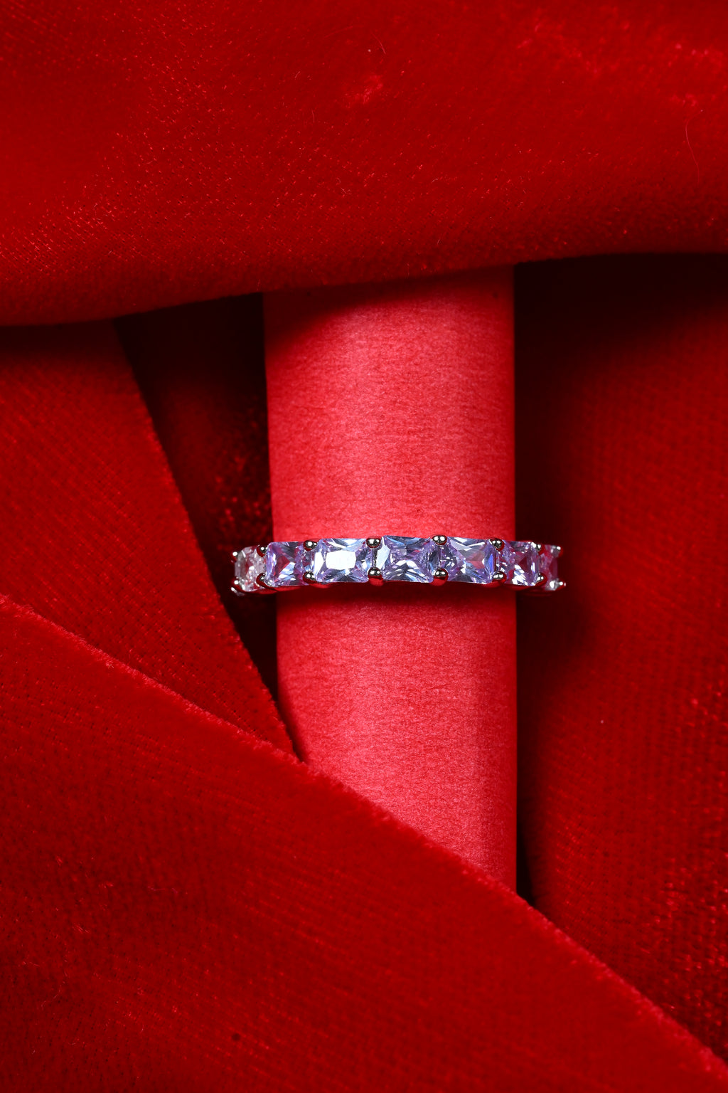 JARY 925 Sterling Silver Violet Crown Band Eternity Band Ring