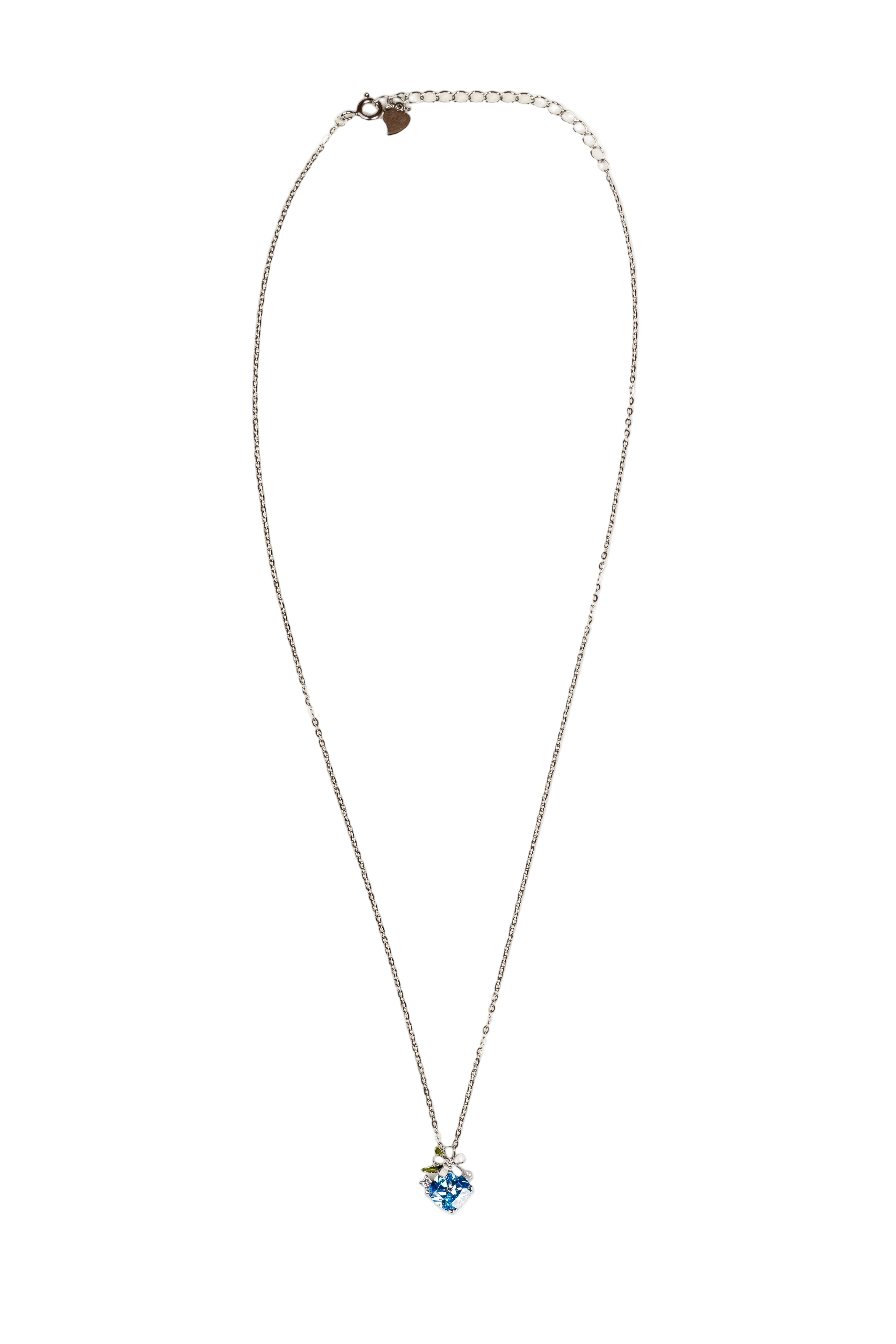 Necklace with a blue pendant on a white background