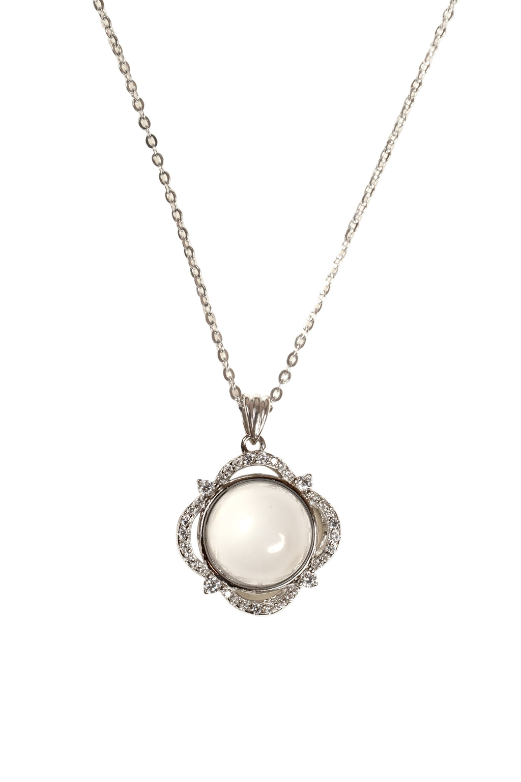 Moonlight Bloom White Chalcedony Pendant