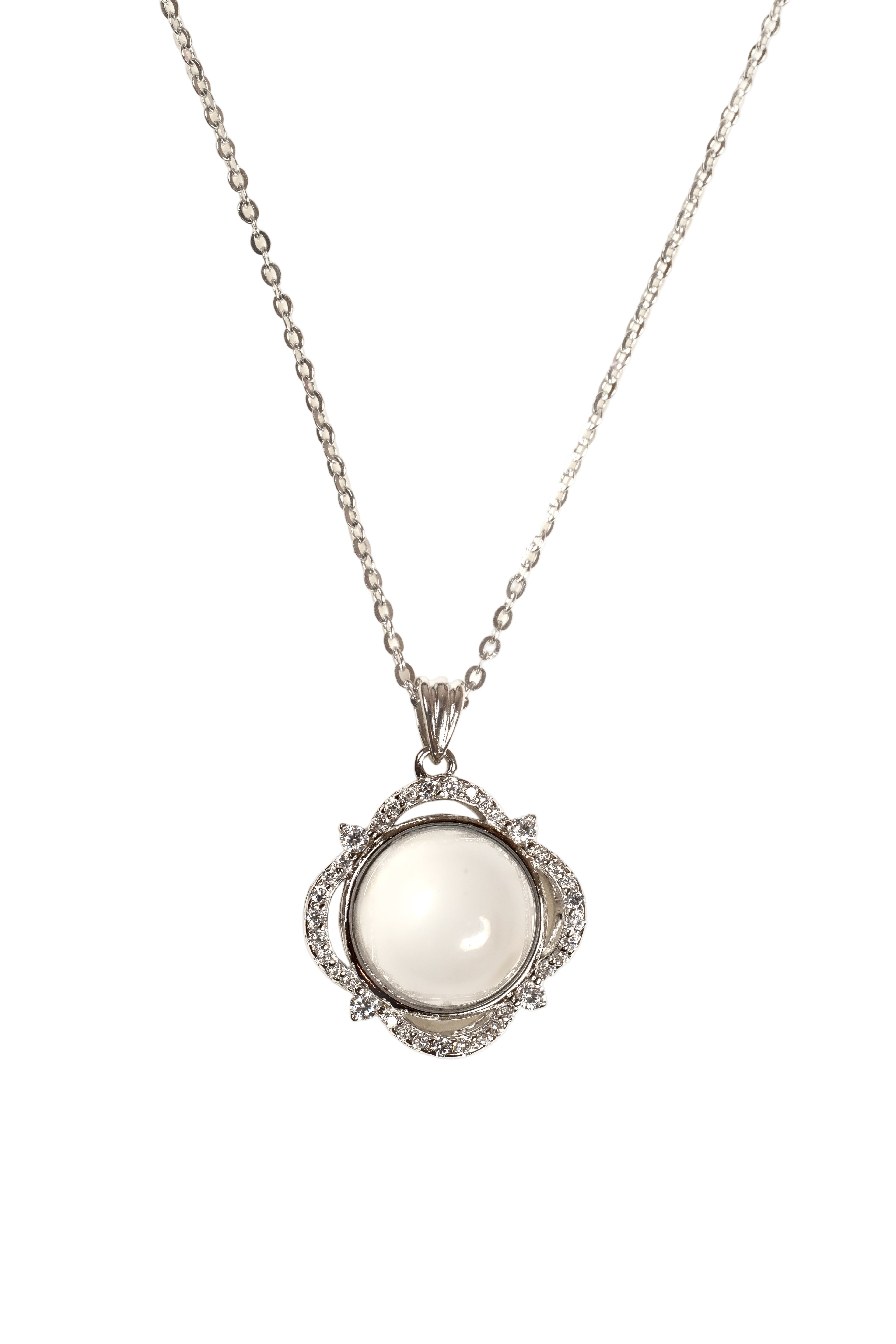 Moonlight Bloom White Chalcedony Pendant