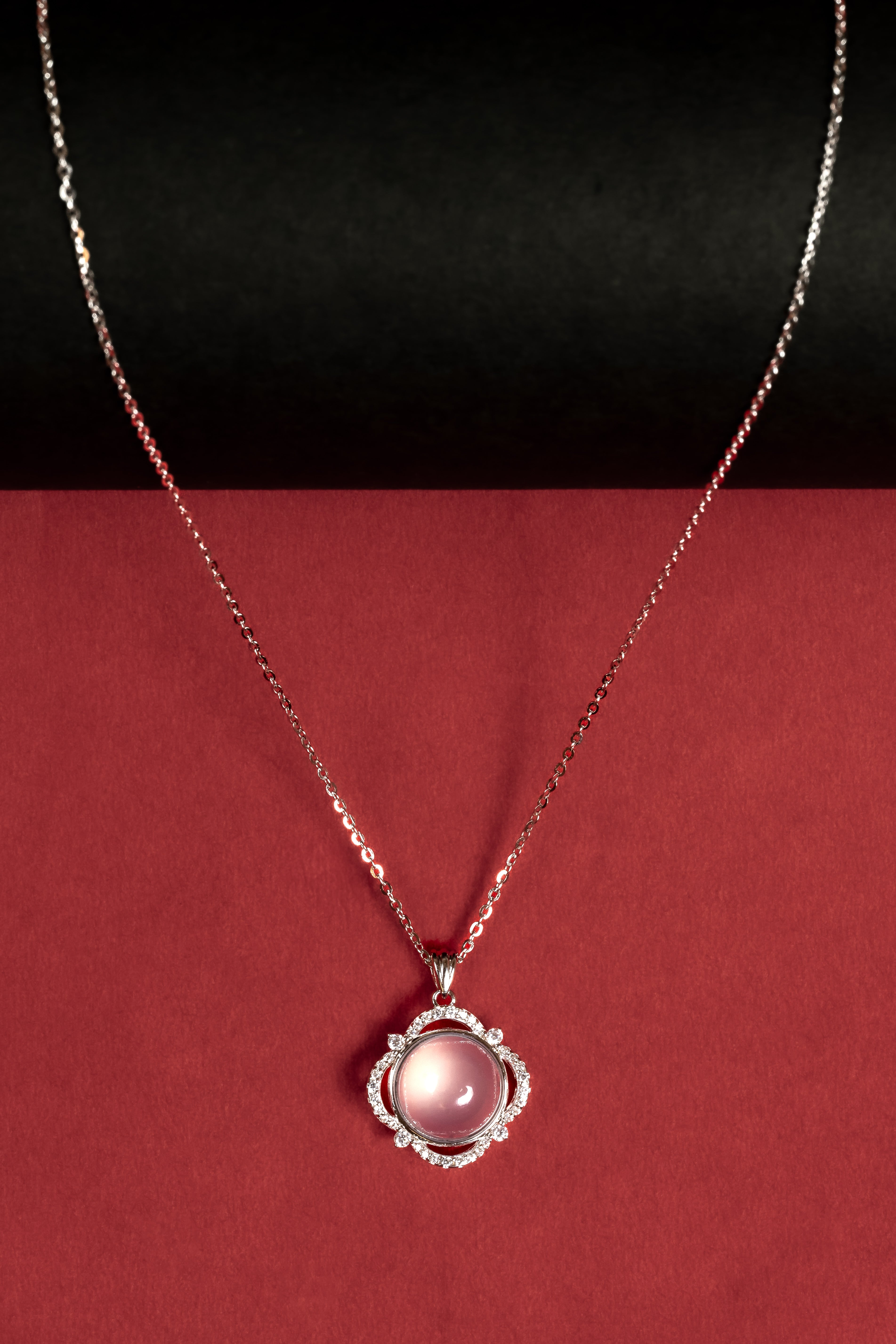 Moonlight Bloom White Chalcedony Pendant