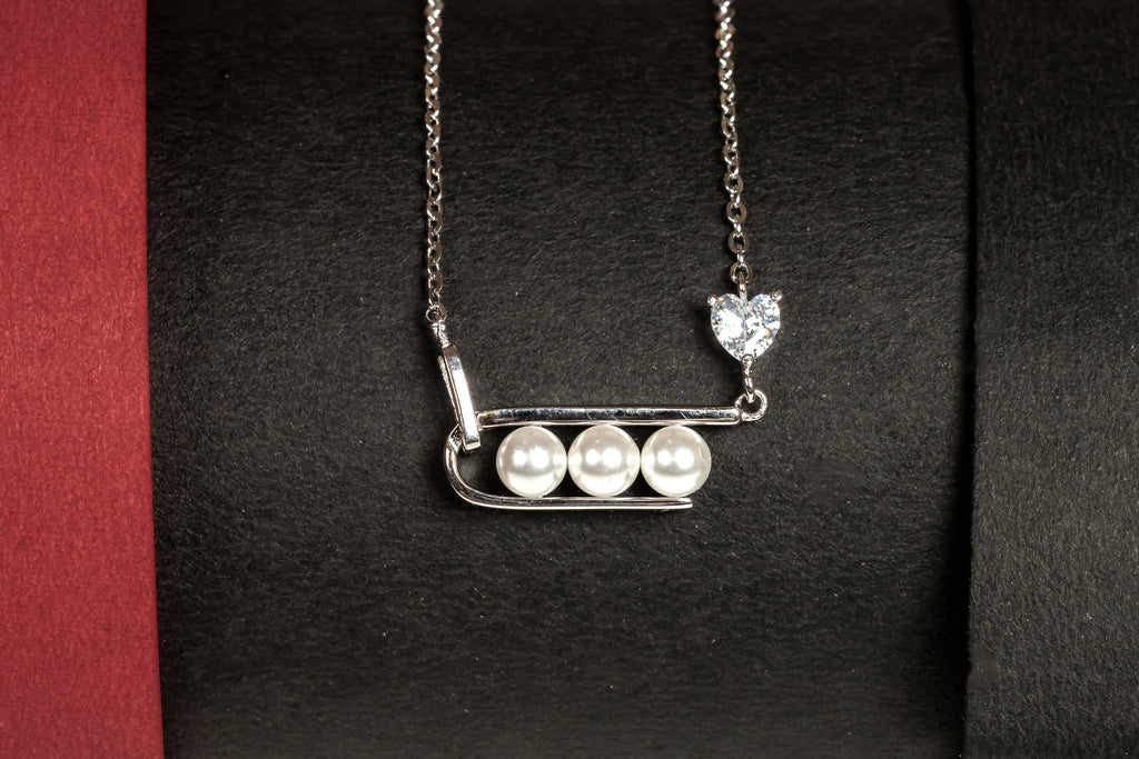 JARY 925 Sterling Silver Pearl Symphony of Love Necklace