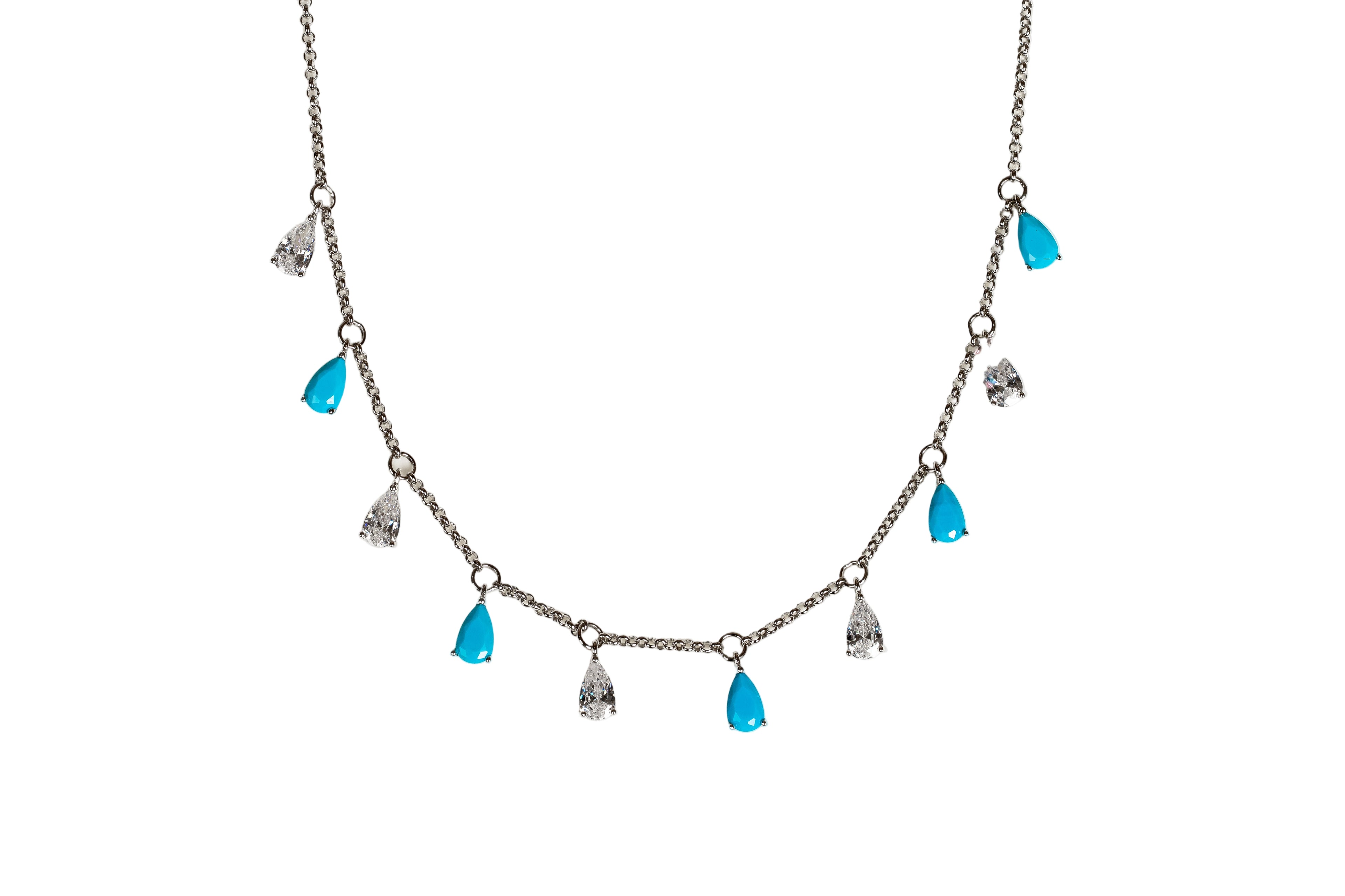 JARY 925 Sterling Silver Azure Tears of Elegance Necklace