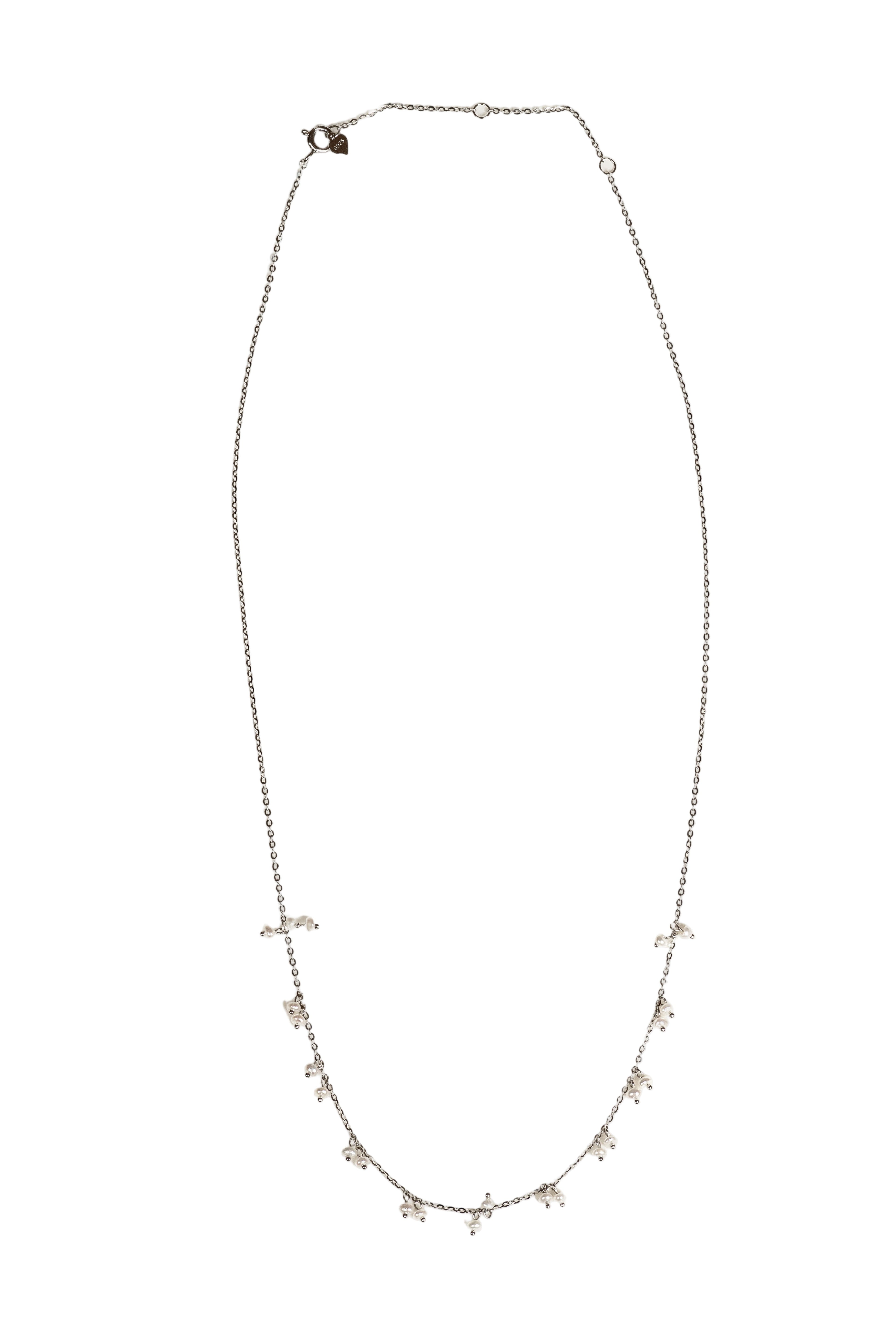 JARY 925 Sterling Silver Pearl Blossom Drops Necklace