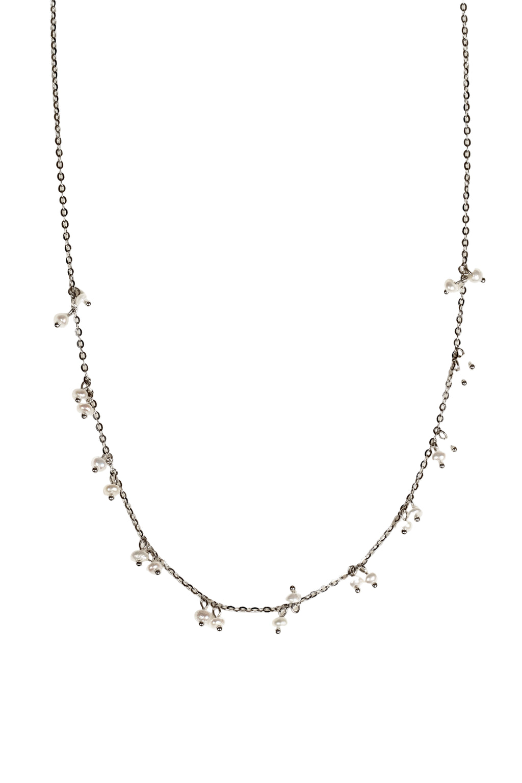 JARY 925 Sterling Silver Pearl Blossom Drops Necklace