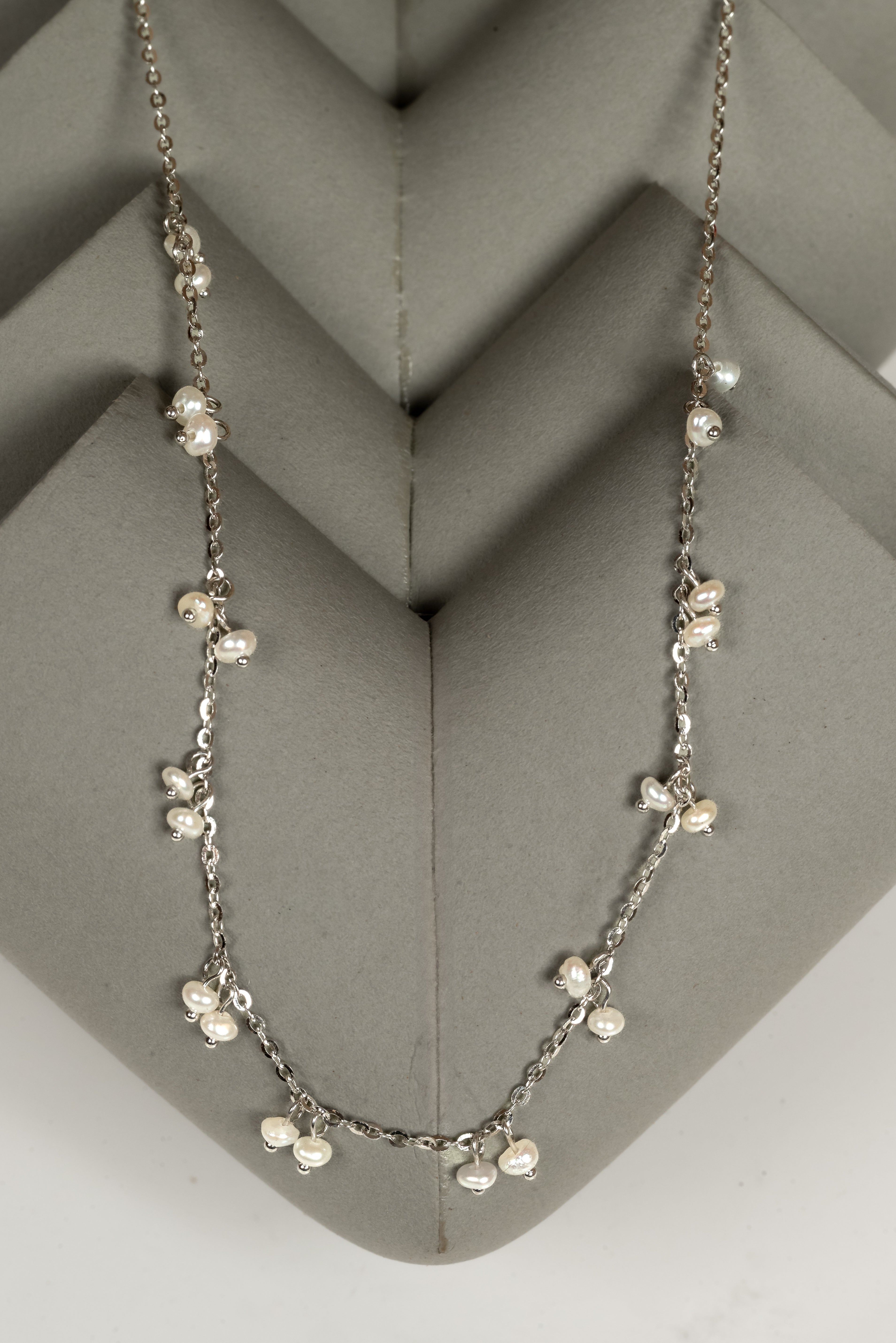 JARY 925 Sterling Silver Pearl Blossom Drops Necklace