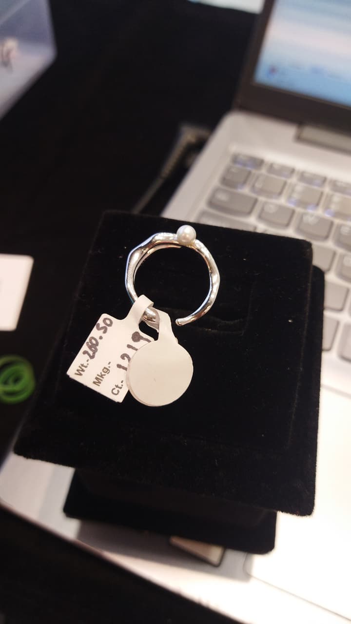 JARY 925 Sterling Silver Pearl-Accent Charm Ring