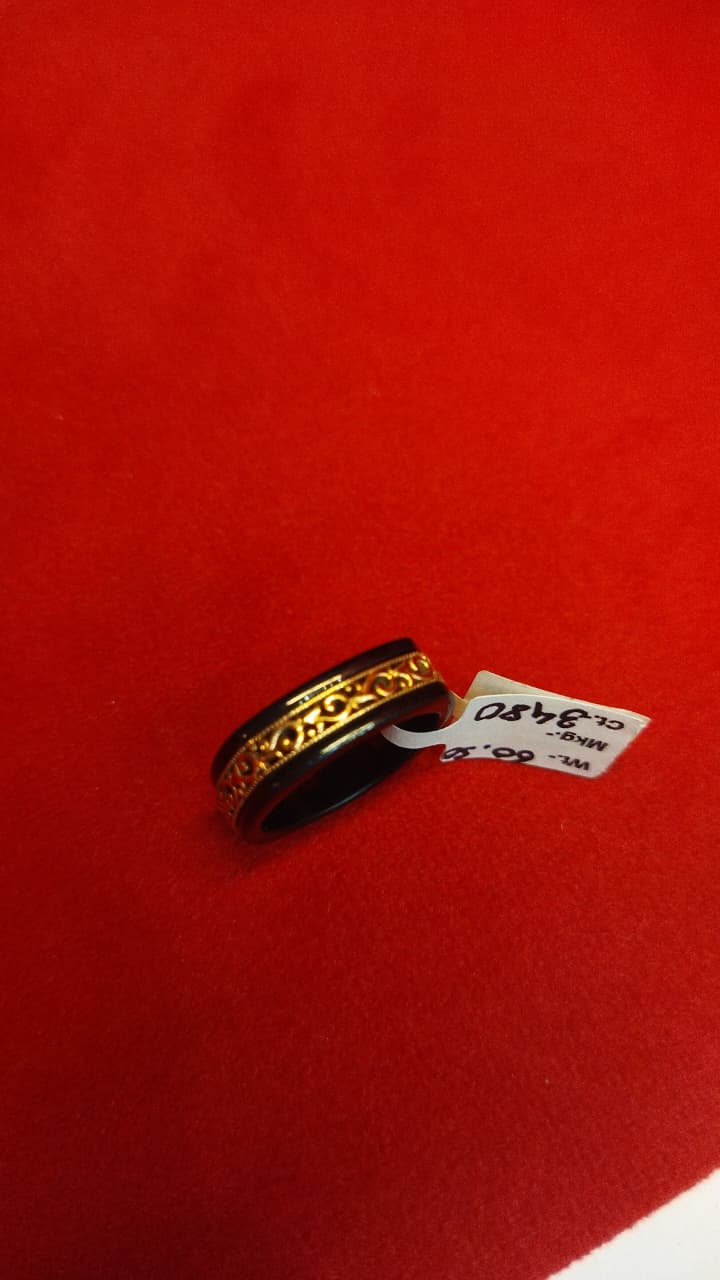 JARY 925 Sterling Silver Black & Gold Swirl Filigree Ring