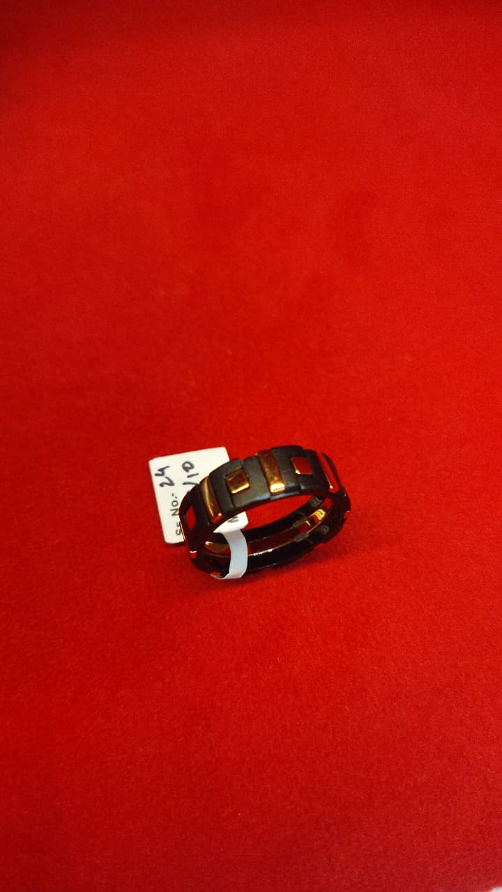 JARY 925 Sterling Silver Black & Gold Geometric Band