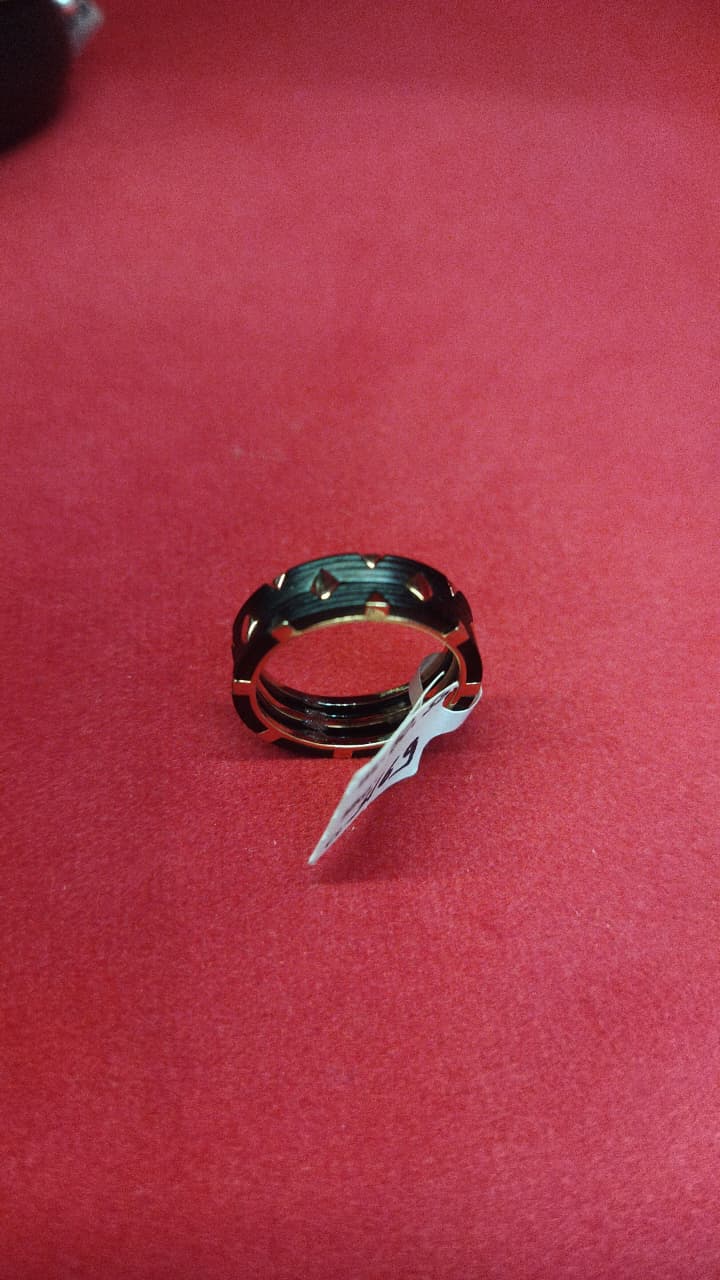 JARY 925 Sterling Silver Black & Gold Cutout Ring