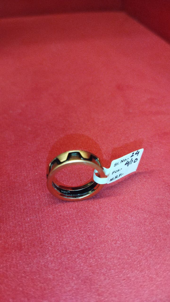 JARY 925 Sterling Silver Black & Gold Gear-Cut Band