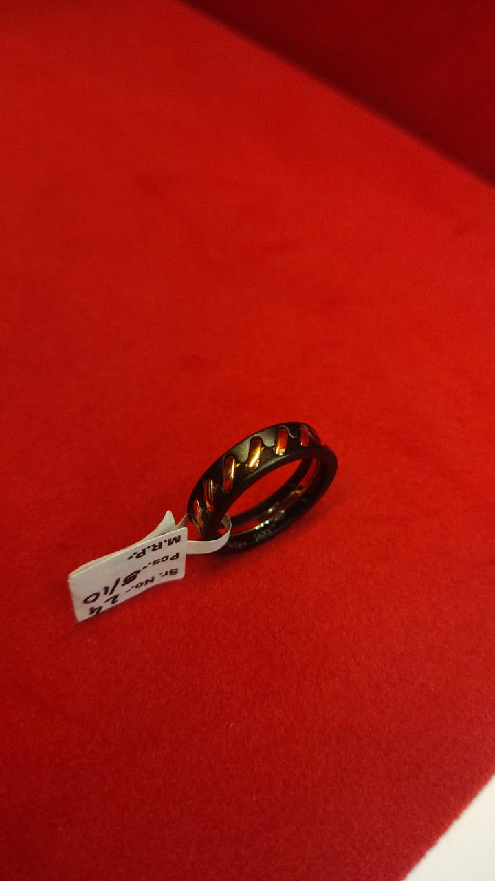 JARY 925 Sterling Silver Black & Gold Spiral-Cut Band