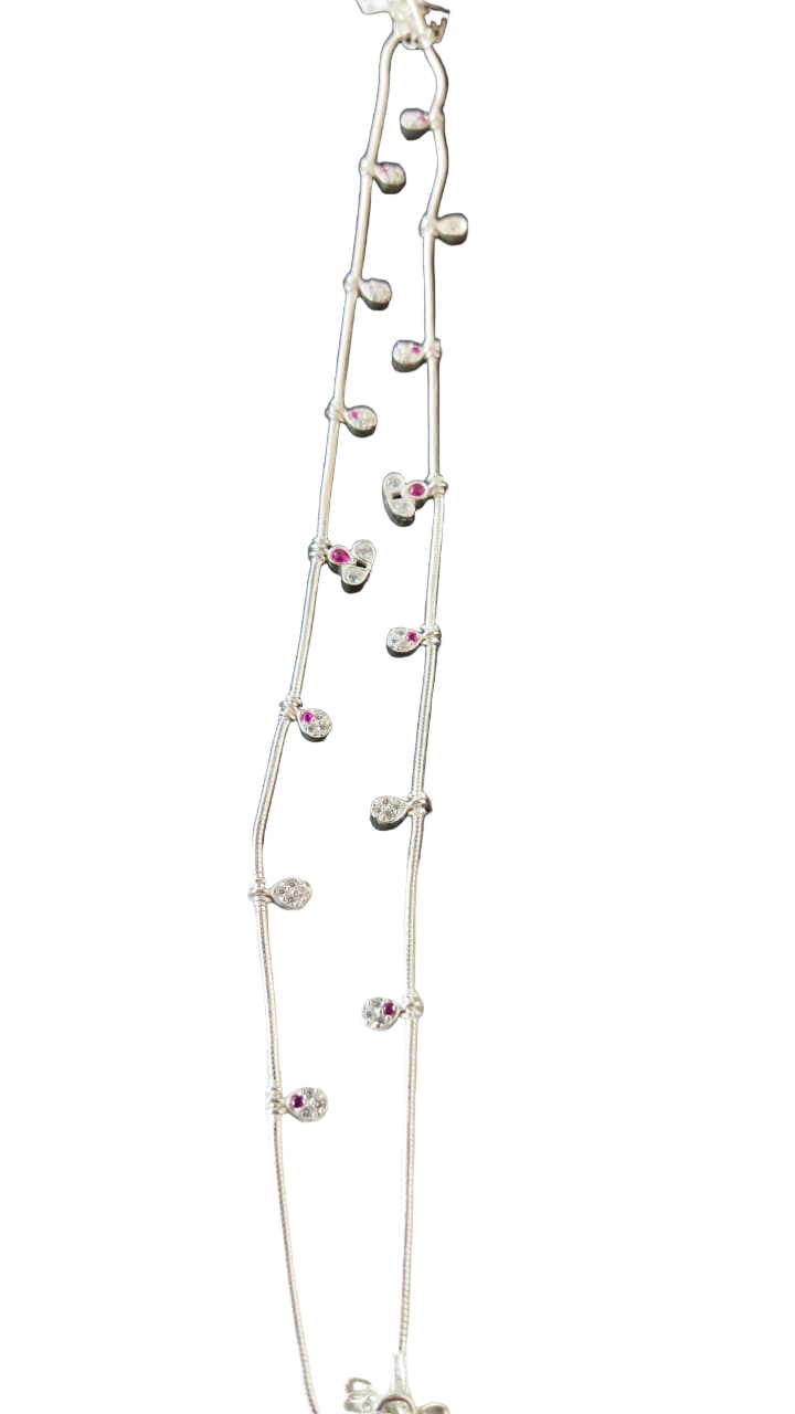 JARY Aarvi 925 Sterling Silver Dual-Stone Payal