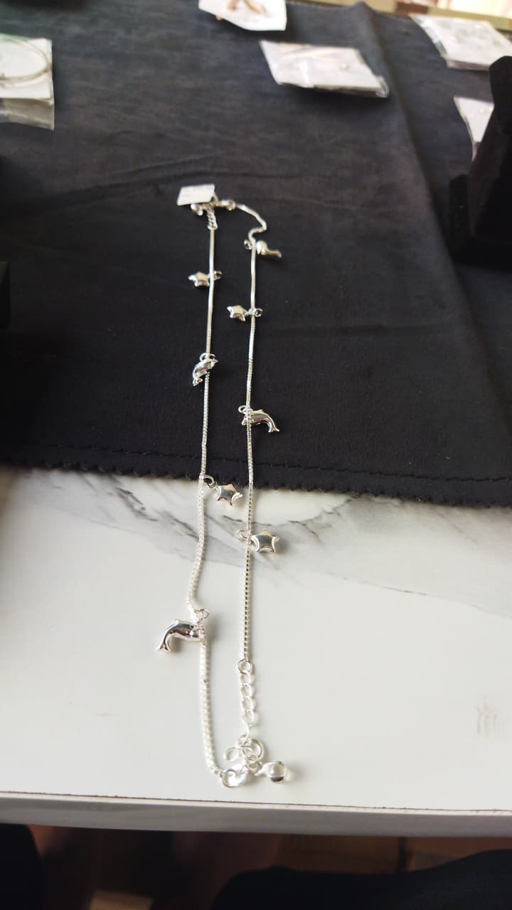 JARY Nayara 925 Sterling Silver Dolphin & Star Charm Payal