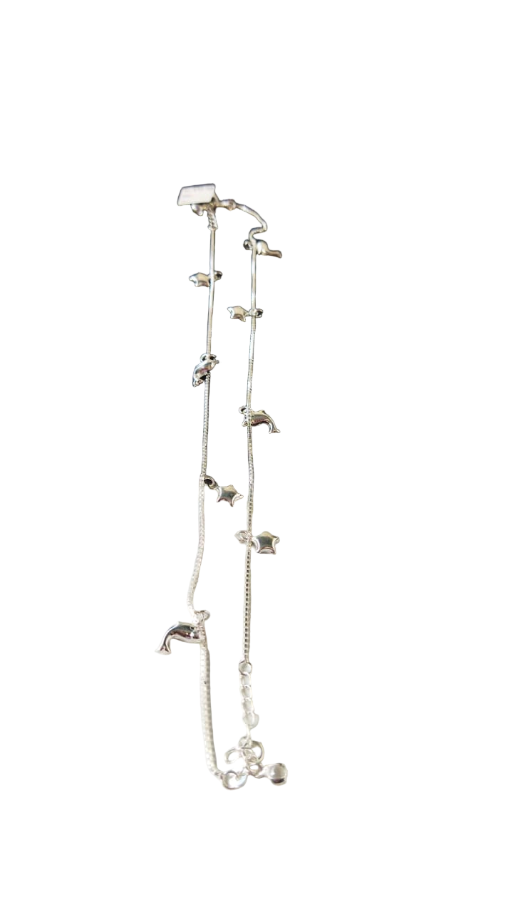 JARY Nayara 925 Sterling Silver Dolphin & Star Charm Payal