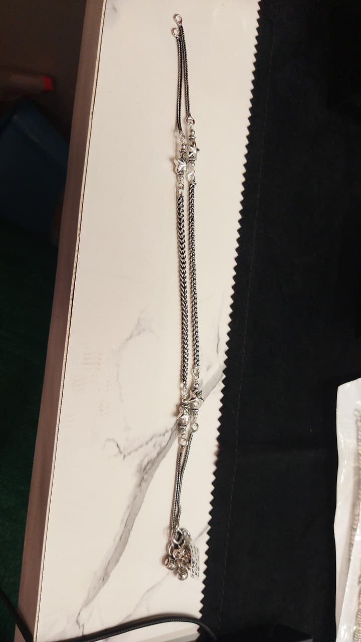 JARY Rajvanshi 925 Sterling Silver Dual-Chain Heritage Payal