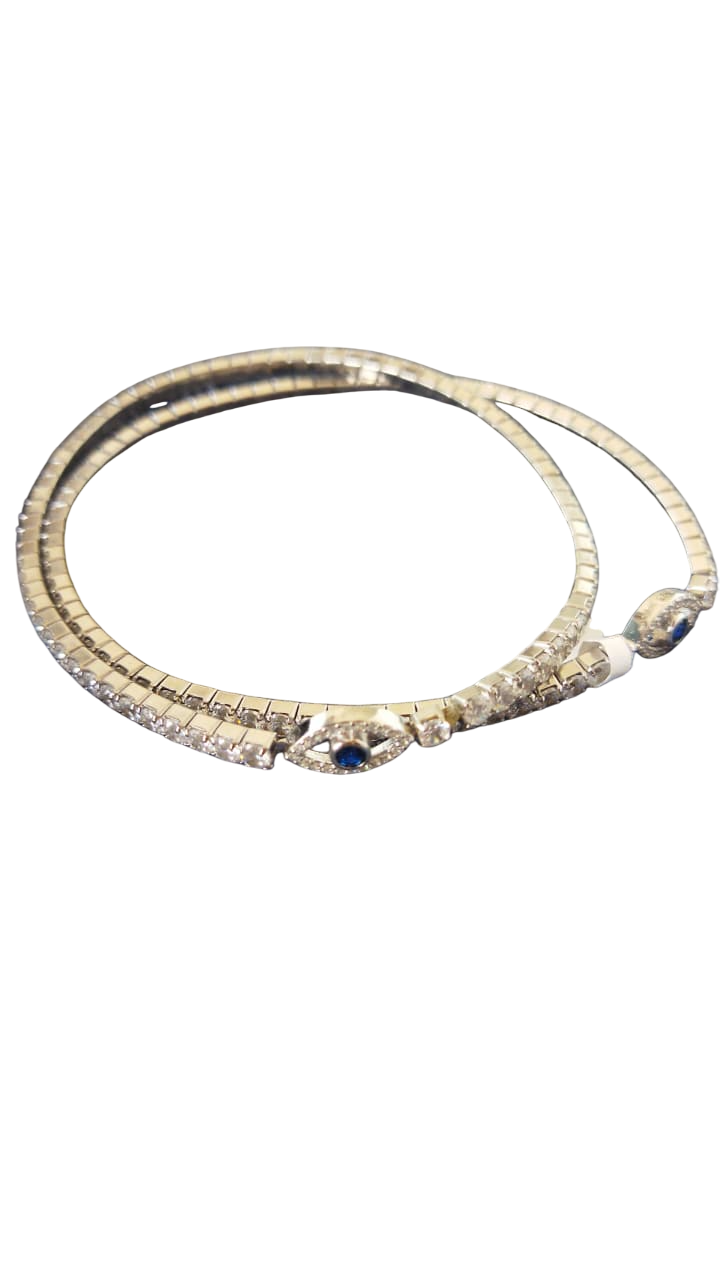 JARY Nayara 925 Sterling Silver Evil Eye CZ Studded Payal