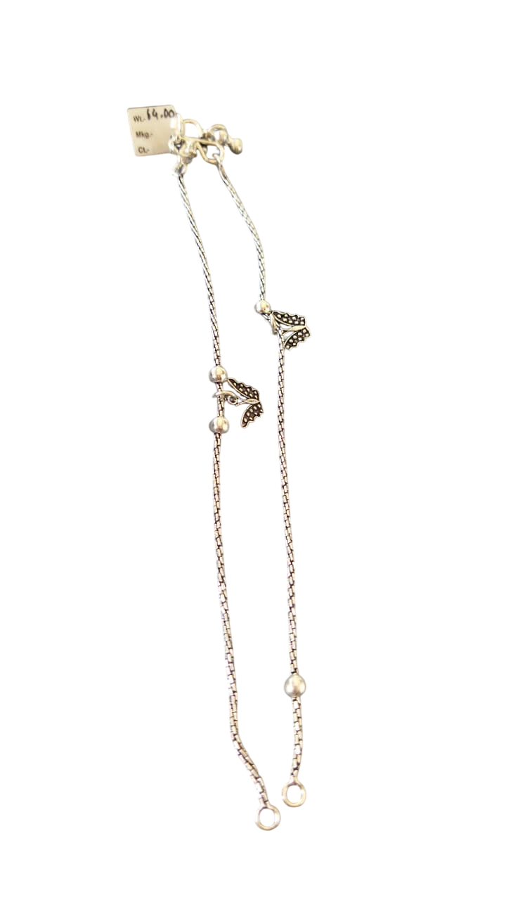 JARY Iraaya 925 Sterling Silver Antique Leaf Charm Payal