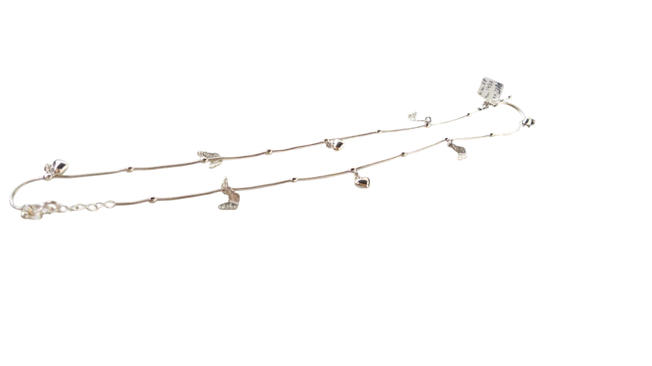 JARY Aashvi 925 Sterling Silver Heart Charm Payal